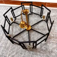 لوستر مدرن پایه الماسی مشکی طلایی|لوستر و چراغ آویز|بابل, |دیوار