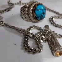زنجیر نقره کارتیر فیروزه نیشابور
