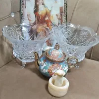 سینی تزئینی  هاونگ سنگی  سه عدد میوه خوری  قوری|حراج|صومعه‌سرا, |دیوار