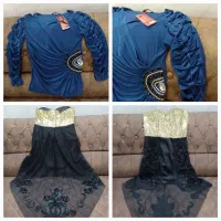 پیراهن دکلته مجلسی لباس مجلسی عروسکی بلیز سنگ دوزی