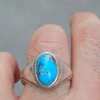 انگشتر فیروزه شجری دامله نیشابوری با رکاب دست ساز