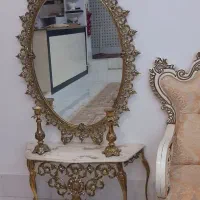 اینه و شمعدان برنز گل نقلی|بوفه، ویترین، کنسول|کرمانشاه, |دیوار