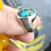 انگشتر فیروزه نیشابوری اصلی و قدیمی با رکاب نقره