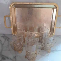 سینی سیلور قدیمی کمیاب به همراه فنجون چای خوری