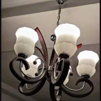 لوستر چوبی ۵ شاخه قهوه ای|لوستر و چراغ آویز|کرج, گلشهر|دیوار