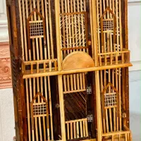 قفس چوبی پرنده لوکس با ۲ عدد عروس هلندی