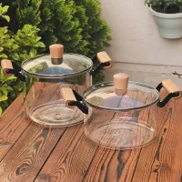 قابلمه پیرکس قاشق کارد چنگال دسته چوبی بامبو