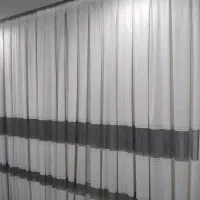 پرده پذیرای با تور و استری افتاب گیر در حد نو|پرده، رانر، رومیزی|اهواز, زیتون کارگری|دیوار