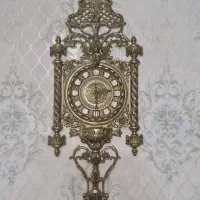 ساعت و اینه شمعدان برنج|صنایع دستی و سایر لوازم تزئینی|ری, فیروزآبادی|دیوار