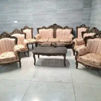 مبل سلطنتی کامل چوب ۹ نفره با میز و عسلی