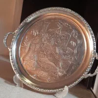 سینی مس قلمکار قدیم ۲مدل قندان و سینی برنجی