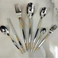 سرویس قاشق و چنگال دو رنگ طلایی و استیل یونیک نو|ظروف سرو و پذیرایی|تهران, فتح|دیوار