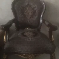 مبل استیل چوب گردو صد در صد ۹ نفره همراه بوفه میز