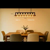 لاینر خطی ۶ شعله چوب روس فلز|لوستر و چراغ آویز|اصفهان, مصلی|دیوار