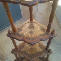 طاقچه چوب ساج و صفحه میز روستیک
