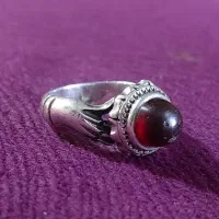 انگشتر نقره دست و دلبر عقیق یمنی کهنه