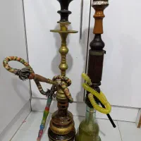 قلیان برنجی وچوب سرخ