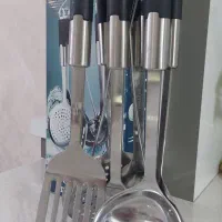 ست کفگیر و ملاقه استیل ۷ پارچه با استند