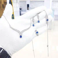 ست کامل نقره یاقوت کبود گلبرگ زیتون کد 01h