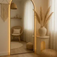 آینه قدی، دیواری دفرمه آینه با نورپردازی سندبلاست|آینه|ازنا, |دیوار