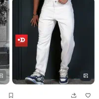 شلوار مام فیت سفید نو