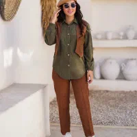 ست شومیز ژیله شلوار مخمل کبریتی