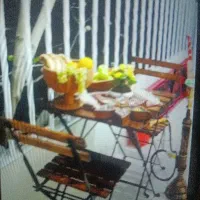 میز با صندلی دو نفری چوبی نو