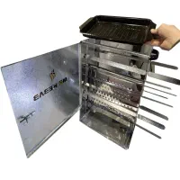 کباب پزباربیکیو ایستاده موتوردارچرخشی با تابه گریل