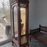 بوفه ویترین منبتی تمام چوب|بوفه، ویترین، کنسول|رینه, |دیوار