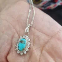 گردنبند نقره با سنگ فیروزه نیشابور
