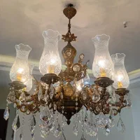 لوستر برنز پر کیرستال ۸ شاخه|لوستر و چراغ آویز|تهران, ستارخان|دیوار