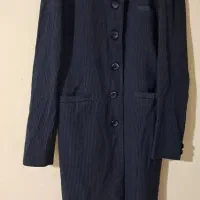 کت وشلوار زنانه مزونی سورمه ای یقه دیپلمات سایز ۴۰