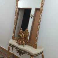 آینه و شمعدان با ساعت رو میزی