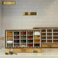 استند جا ادویه کشو دار چوبی