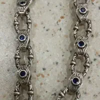 دستبندنقره 925تایلندی نو بامخارجکاری سنگ های یاقوت