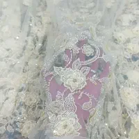 پارچه کار شده گل برجسته لیمویی