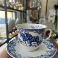 فنجان و نعلبکی قلم آبی