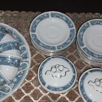 ظروف چینی گل سرخی سرویس چایخوری چینی حمید