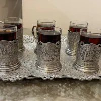 انگاره شش عددی نقره ریز قلم قدیمی