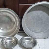 ۴ عدد تشت و کاسه روحی ، استیل قدیمی|کلکسیون اشیاء عتیقه|اندیشه, اندیشه فاز ۱|دیوار