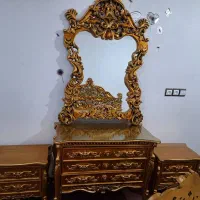 سرویس خواب دو نفره طلایی|تخت و سرویس خواب|برازجان, |دیوار