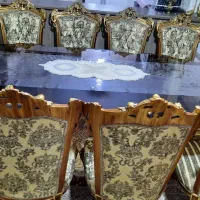 ناهارخوری ۷نفره‌طلا‌کوب‌|میز و صندلی غذاخوری|تهران, خاک سفید|دیوار