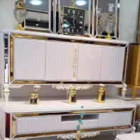 میز کنسول  میز تلویزیون  جا کفشی سفید طلایی نو