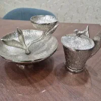 ست شکلات خوری میوه خوری الومینیومی عتیقه