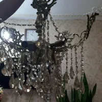 لوستر برنجی و کریستال|لوستر و چراغ آویز|فردیس, |دیوار