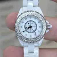 ساعت مچی سرامیک زنانه ژاپن سنگ تنگستن قاب نگین اصل