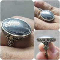انگشتر خطی سنگ اصل ( نقره روس)