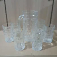 پارچ و لیوان عتیقه و فنجان و نلبکی و یخدان