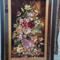 تابلو فرش ابریشمی گلدان یخی