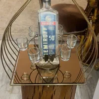 سینی آینه ای وست کامل پذیرایی همراه باپایه چوبی